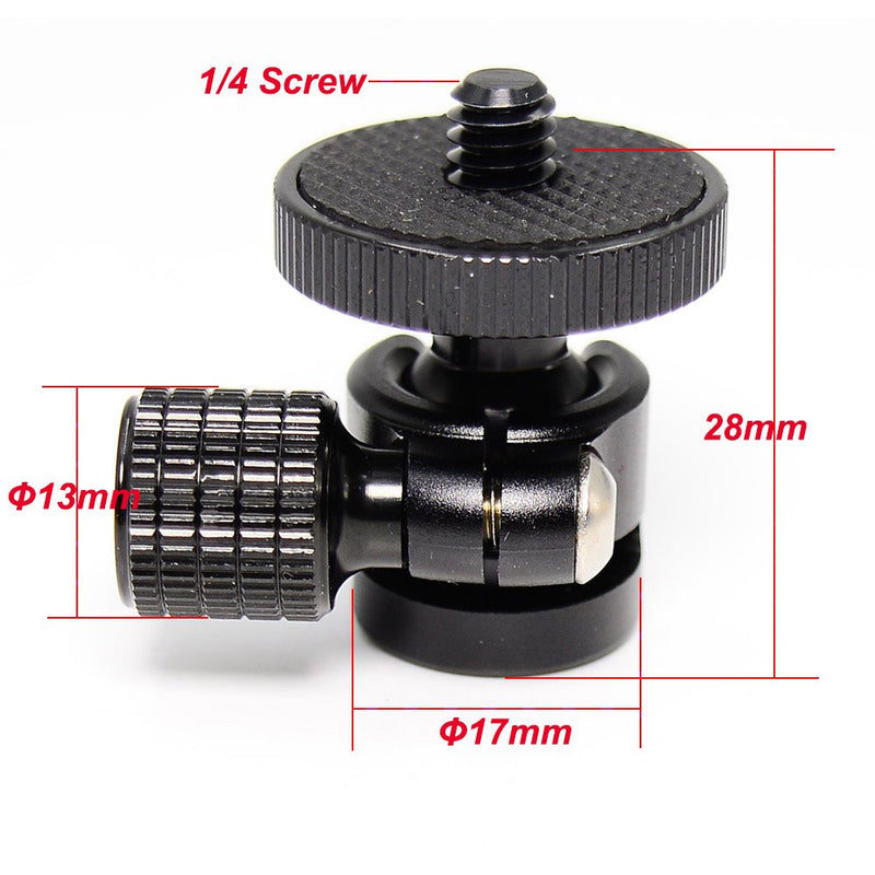 koolehaoda 1/4 Mini BallHead & Hot Shoe Mount Adapter for Camera Video Light Tripod Monopod (1/4 Ball Head) 1/4 Ball head