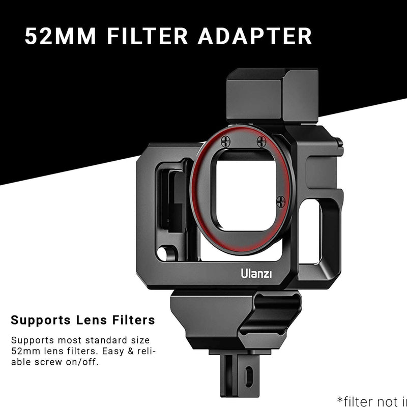 Ulanzi G9-5 CNC Camera Vlog Cage for GoPro HERO9 | Dual Cold Shoe Mounts with Audio Mic Adapter Housing Compatible with GoPro Hero 9 Camera