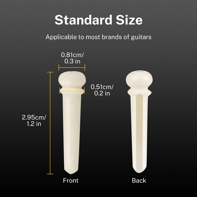 Donner 6PCS Acoustic Guitar Cattle Bone Bridge Pins Inlaid 3mm Abalone Dot with Guitar Pins Puller and Sandpaper Acoustic Guitar DIY Replacement Parts White Cattle Bone