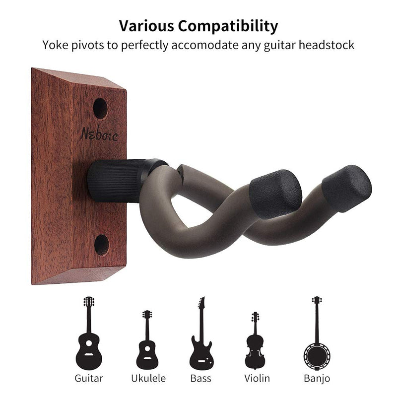 3 Pack Guitar Wall Mount, Neboic Wood Guitar Wall Hanger, Guitar Hook, Guitar Accessories for Acoustic Electric Bass Guitar Ukulele Banjo Mandolin