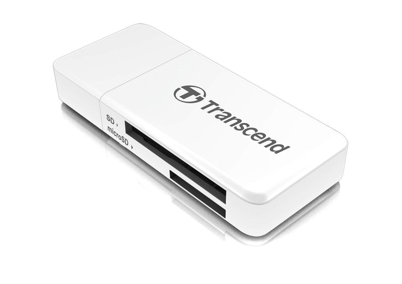 Transcend USB 3.1 Gen1 SDHC / SDXC / microSDHC / SDXC Card Reader, TS-RDF5W (White) White