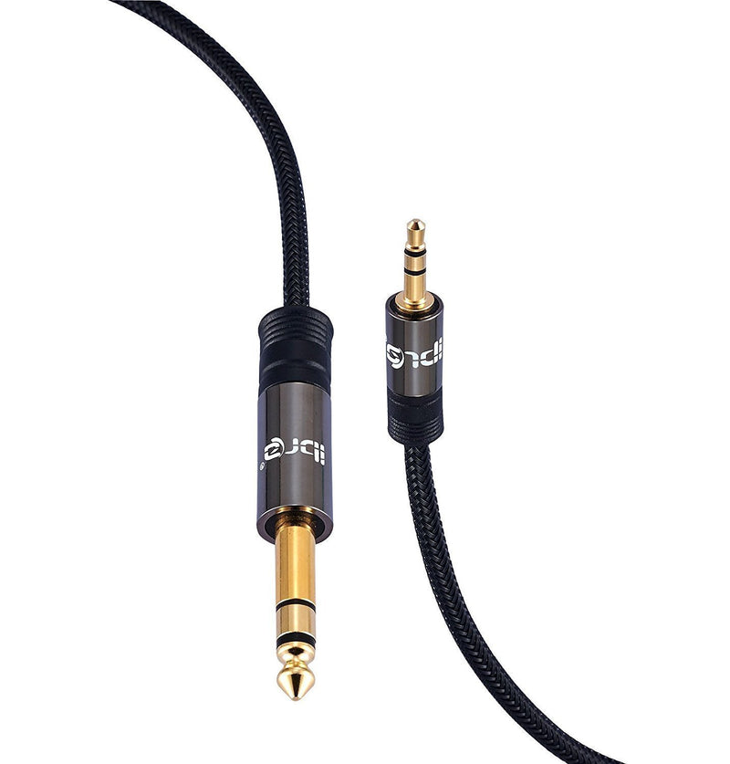 IBRA 6.35mm 1/4" to 3.5mm 1/8" Cable 2m | 6.35mm male to 3.5mm male Audio Cable adapter Nylon Mesh for iPod, Laptop,Home Theater Devices, and Amplifiers | 6.35 to 3.5