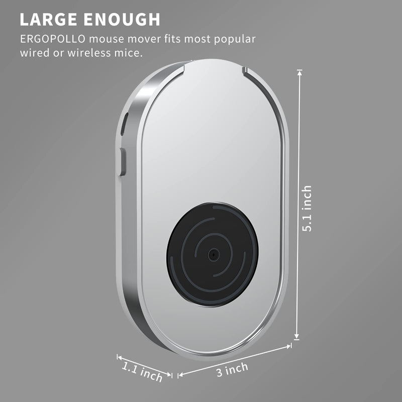 Ergopollo Mouse Jiggler, Undetectable Mouse Mover Device Wiggler Shaker with Drive Free USB Cable and 5V1A Adapter, Moves Mouse Automatically, Keep PC Screen Active, White