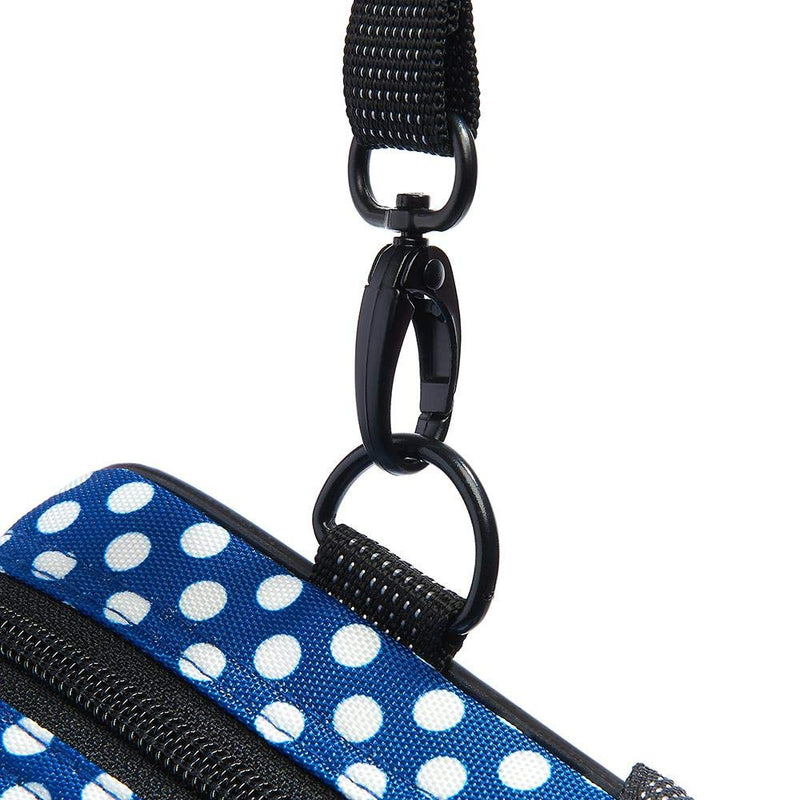 Beaumont "Blue Polka Dot" Flute Case With Shoulder Strap - C-Foot Flute Hard Case Cover - Lightweight Canvas C Case for Yamaha, Jupiter, Trevor James Flute Instrument Case Blue Polka Dot