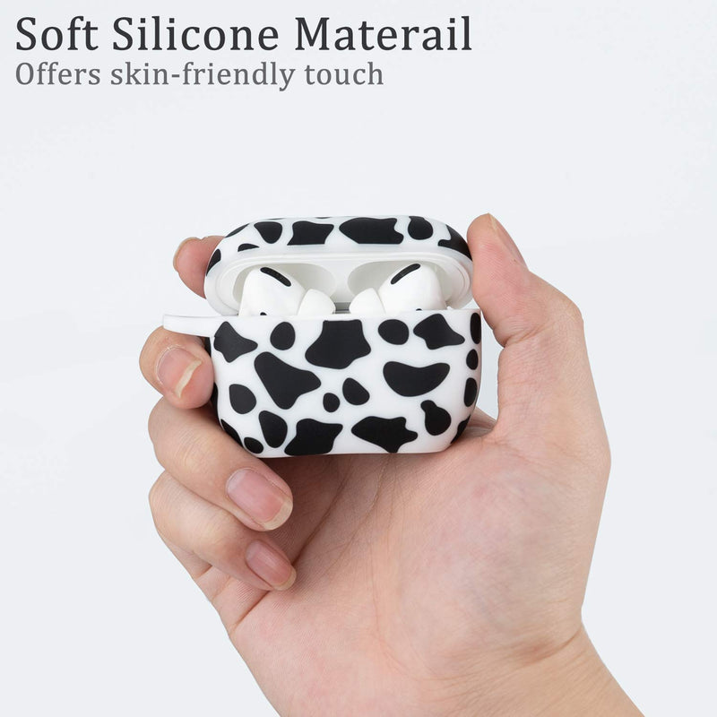Airpod Pro Case Soft Silicone - LitoDream Case Cover Flexible Skin for Apple AirPods Pro Charging Case Cute Women Girls Protective Skin with Keychain - Cow Cow Print