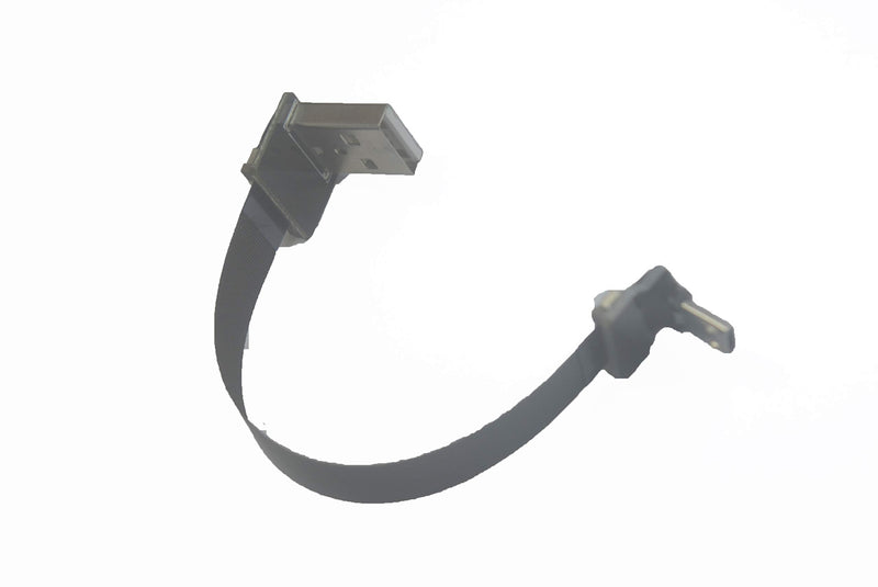 Short Flat Slim Thin Ribbon FPC Micro USB Male 90 Degree Angled up to Standard USB A Male Receptacle 90 Degree Angled for sync and Charging Black (5CM Micro USB up to Standard USB A UP) 5CM Micro USB up to Standard USB A UP