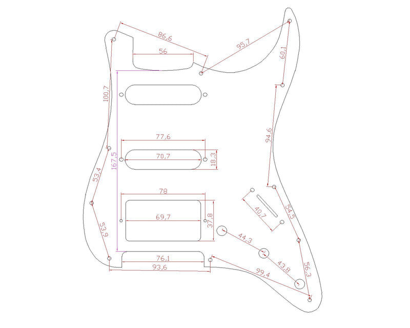 Musiclily HSS 11 Hole Strat Guitar Pickguard Scratch Plate for Fender USA/Mexican Made Standard Stratocaster Modern Style Parts,4Ply White Pearl