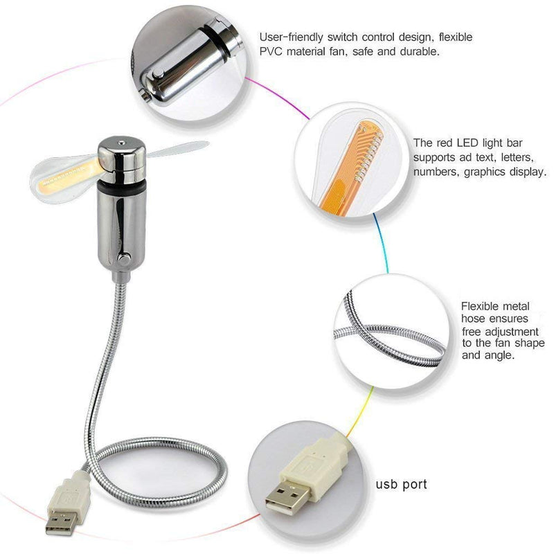 USB Fan with LED Display, SAYTAY Small Personal Portable Programmable LED Fan, Funny USB Toy Gadgets Gifts for Men Women Office Home USB FAN
