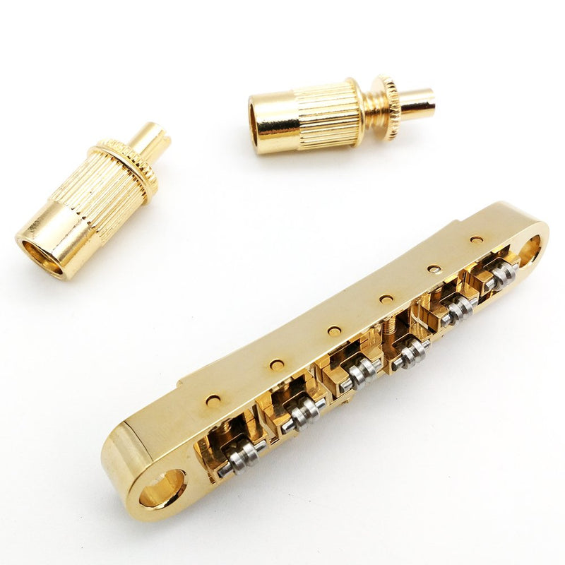 MENSANL Golden Guitar Roller Saddle Tune-O-Matic Bridge For Gibson Epiphone Les Paul SG Dot Bigsby Guitar M8 Threaded Posts