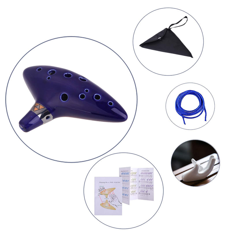 Aovoa Legend of Zelda Ocarina 12 Hole Alto C with Getting Started Guide Display Stand and Protective Bag BLUE NEW