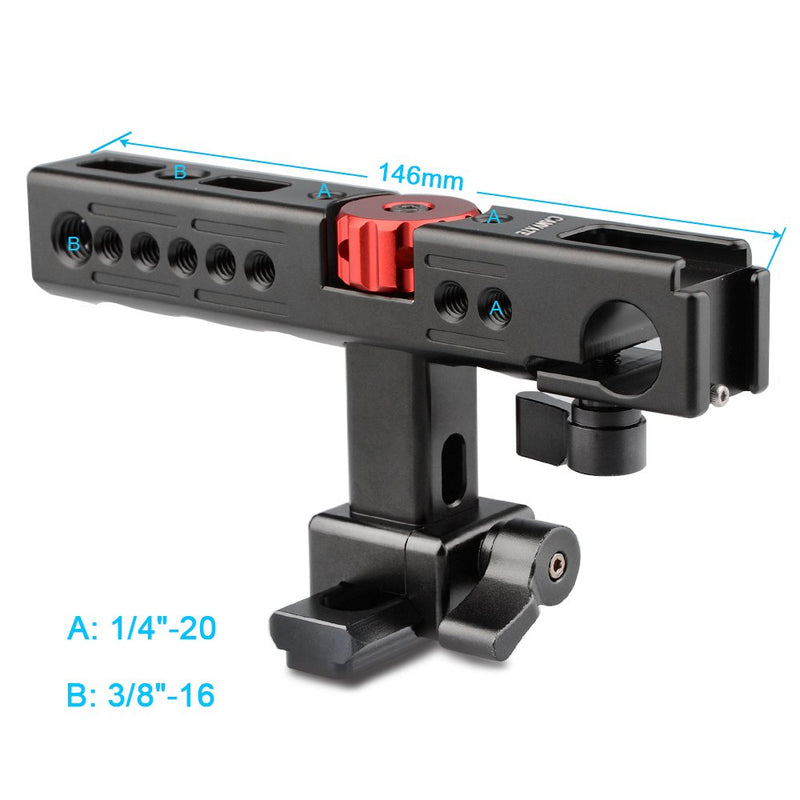 CAMVATE Aluminum Top Handle Grip for Camera Cage with Two Shoe Mount(Black)