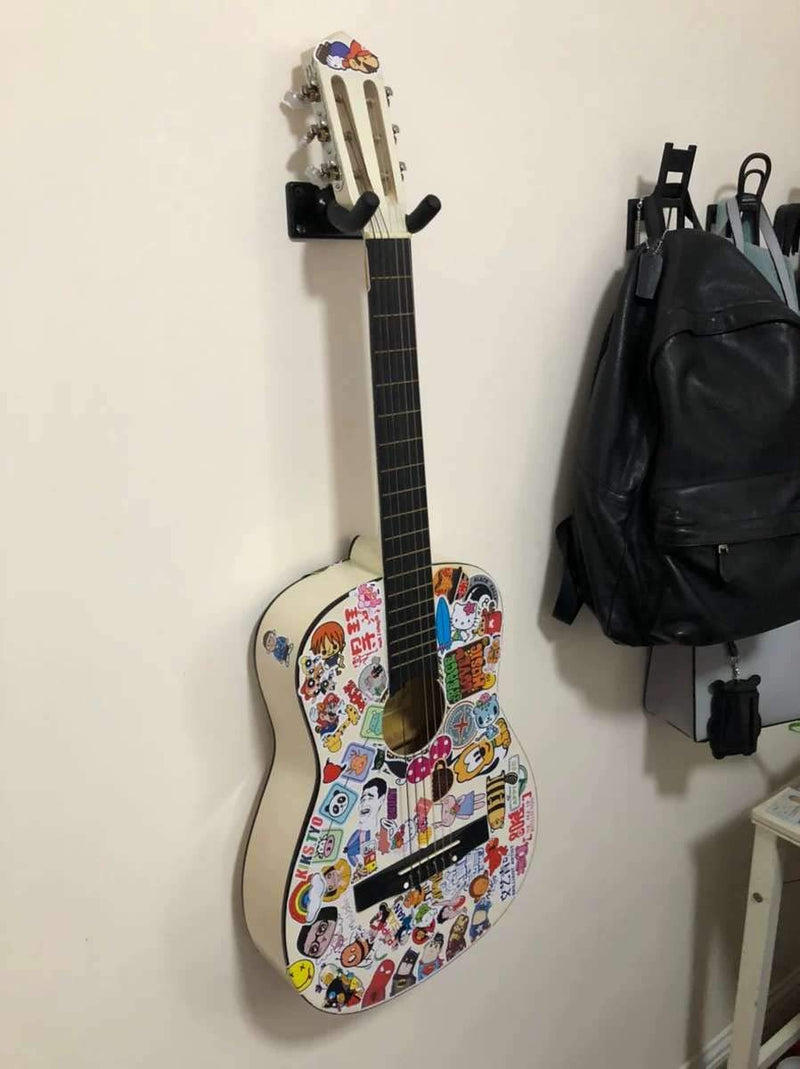 Guitar Wall Mount 2Pack,Guitar Hangers for Wall,Wall Guitar Mount Hooks Stand,Perfectly Display Musical Instruments for Retail Shop,Bedroom,Playroom,Bar,Rehearsal,2Sets Square & Black S MODEL HANGER