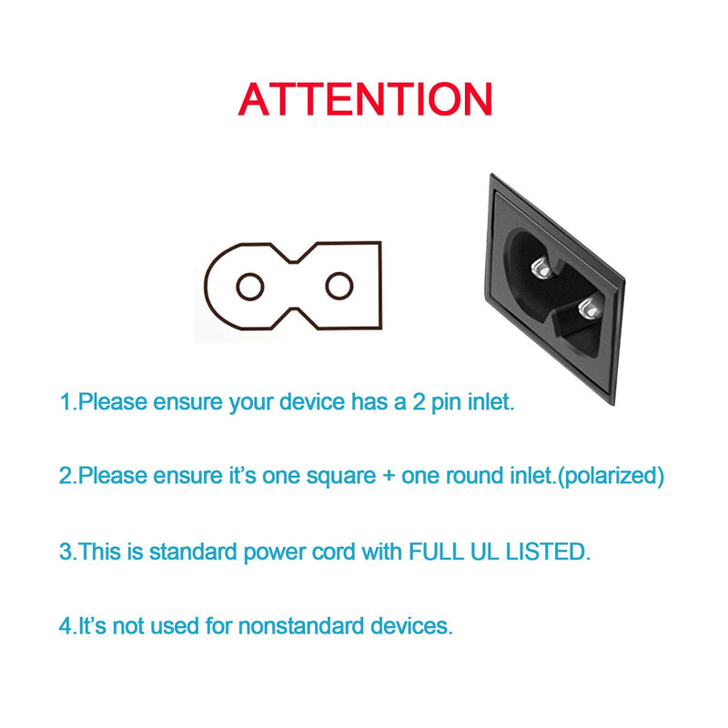 NAHAO 6 Ft AC Power Cord Compatible with Vizio TV E Series: E221-A1, E221-A1, E291-A1, E231-B1, E231i-B1; SmartCast E43-E2 LCD Monitor SB3621n-E8 SB3821-C6 SB3851-CO SB4051-C0 Sound Bar