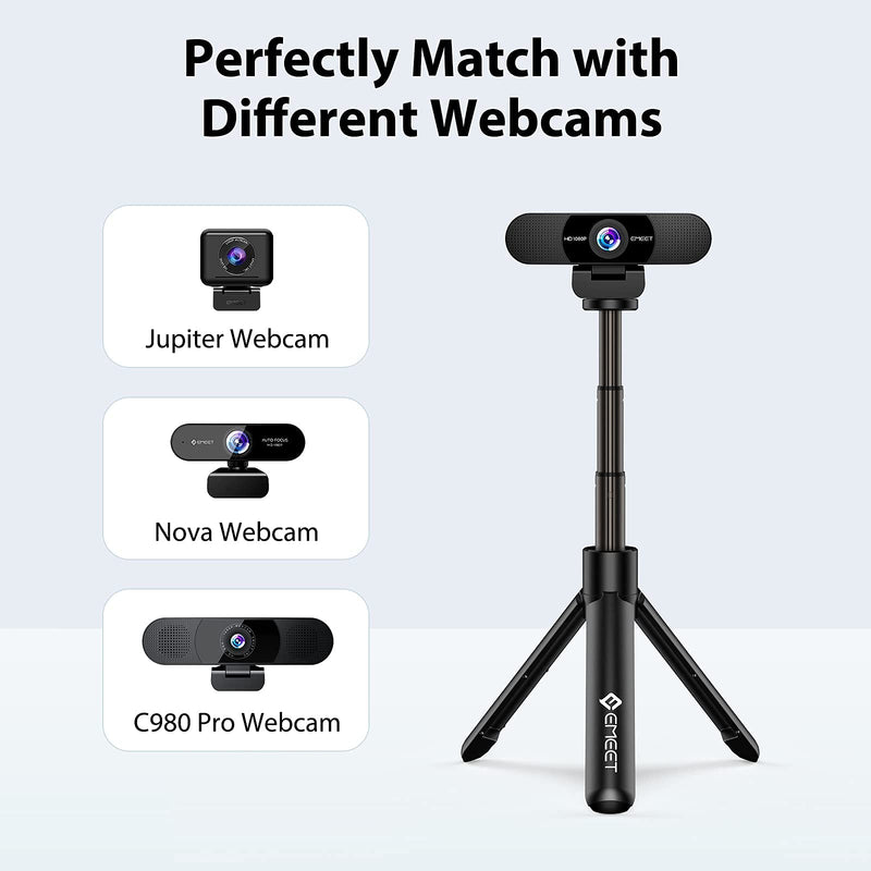 Webcam Tripod, eMeet Professional Webcam Mini Tripod, Portable & Lightweight, Adjustable Height from 5.7-12.2 in, Stable Use, Universal Compatible for Most Webcams/Phones/GoPros/Mirrorless Cameras