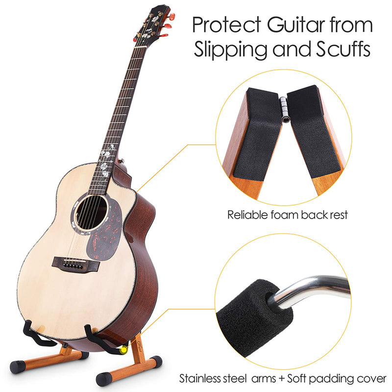 Guitar Stand Rosewood, Sturdy Acoustic Guitar Stand, Adjustable Electric Guitar Stand, Guitar Display Stand Guitar Floor Stand with Foam Padded, Folding Guitar Stand for Bass Cello Ukulele