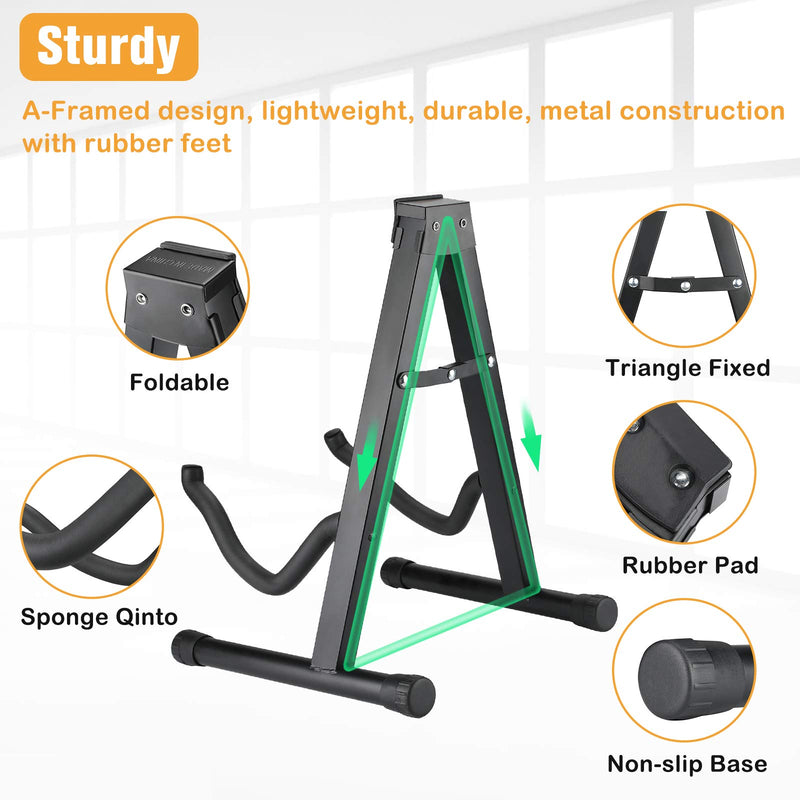 Avenda Guitar Stand, A-Frame Universal Folding Instrument Stand for Acoustic Electric Bass Guitar
