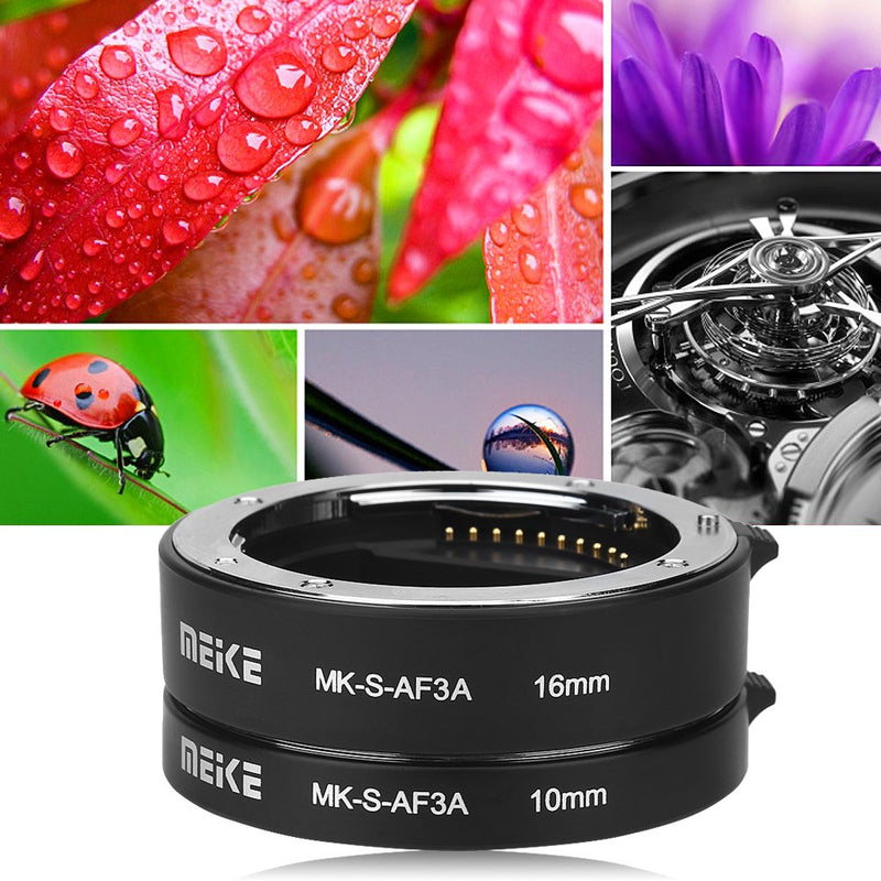 Auto Extension Tube Set, 10mm 16mm Automatic Focus Macro Extension Tube Set for Sony E Mount Camera