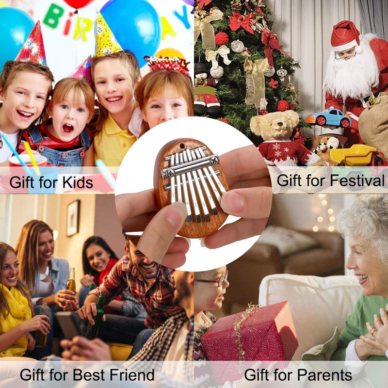 Elejolie Mini Kalimba Thumb Piano 8 Key,Finger Piano Finger Harp Portable Musical Instruments Gift for Kids Adult with Pendant 8key