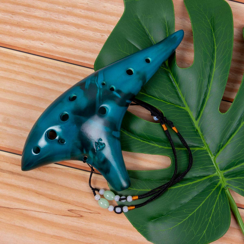 Ocarina 12 Tones Alto C with Song Book Neck String Neck Cord Carry bag for students beginners (Blue) Blue