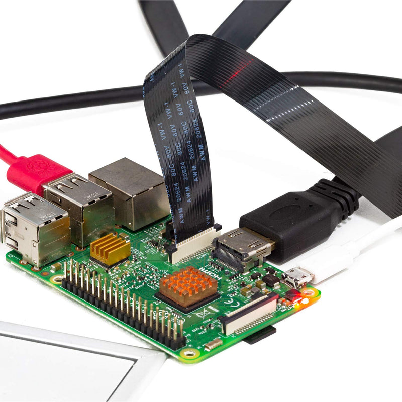 Pi Camera Cable, Arducam Octoprint Octopi Webcam, Monitor 3D Printer, 2FT/60CM Long Extension Flex Ribbon Cable for Raspberry Pi, Black 2ft, black