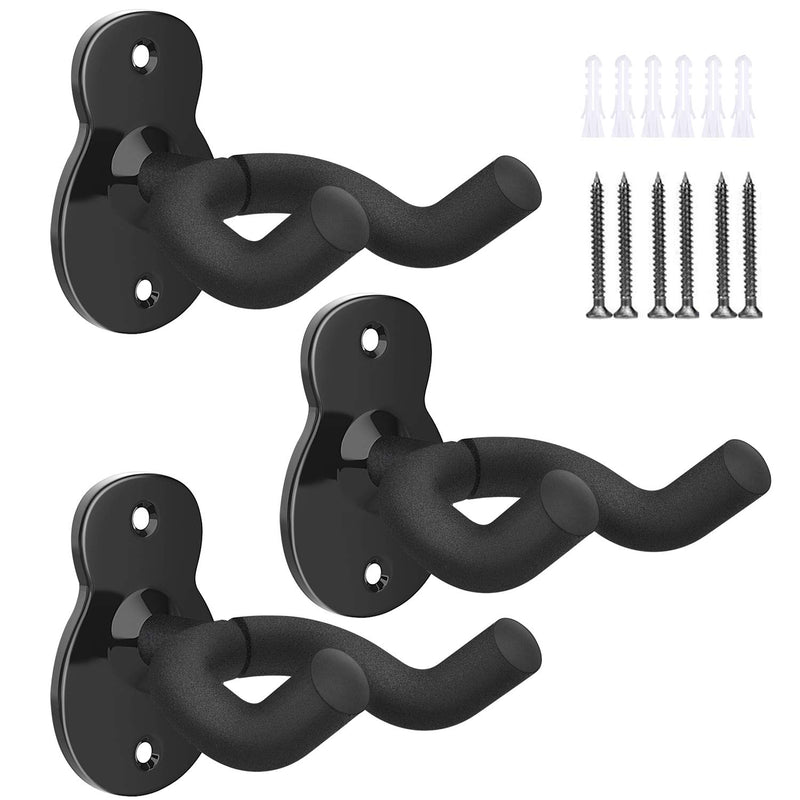 MoKo Guitar Wall Mount Hanger 4-Pack, Guitar Hanger Wall Hook Holder Stand for Bass Electric Acoustic Guitar Ukulele Guitar Wall Hanger Bracket Guitar Hanger for Studio Room - Black