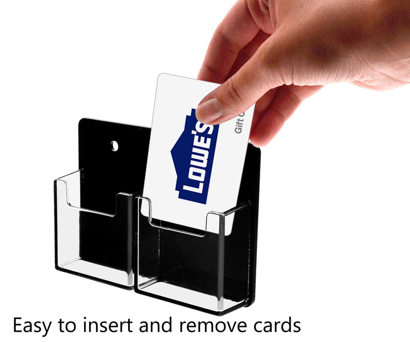 Marketing Holders 2 Pocket Business Card Holder Wall Mount 2 Vertical Pockets Black Back and Clear Pocket Black Back Clear Pockets 2 Pocket Vertical