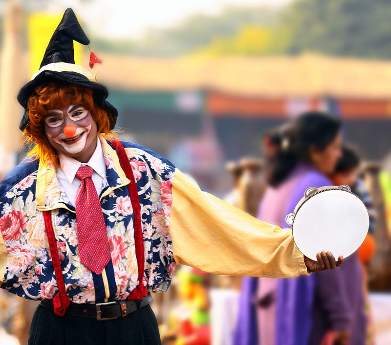 Dreokee Tambourine for Adults, 8 inch Wood Handheld Tambourine Single Row 6 Pairs Jingles 8inches