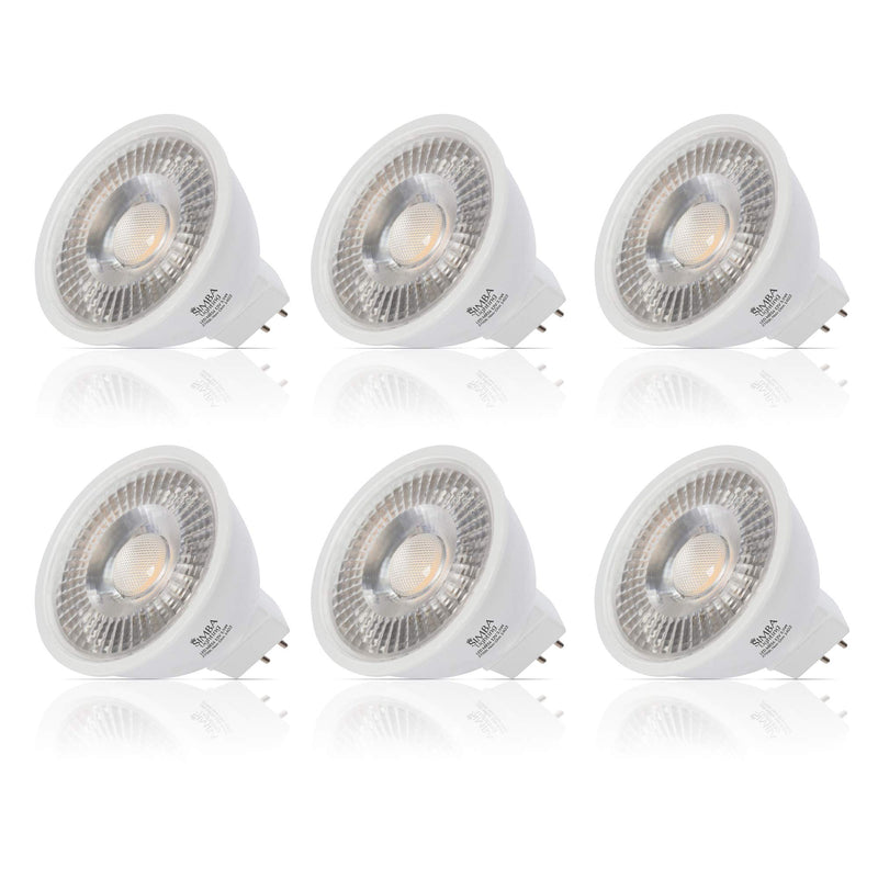 Simba Lighting LED MR16 3.5W 12V Light Bulb (6 Pack) 20W Halogen Spotlight Replacement for Landscape, Accent, Track Lights, Desk Lamps, BAB C, GU5.3 Bipin Base, 2700K Warm White, Not Dimmable
