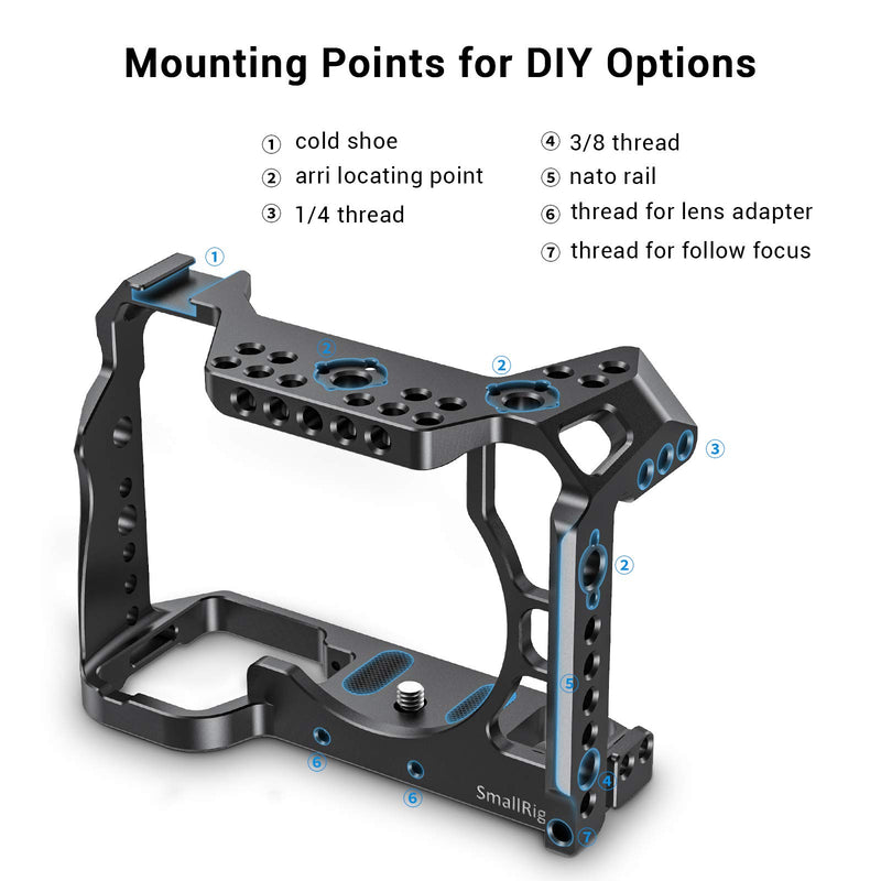 SMALLRIG A7R IV Camera Cage for Sony Alpha A7R IV with Cold Shoe Mount and NATO Rail - CCS2416