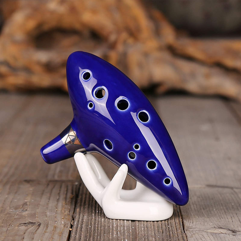 Aovoa Legend of Zelda Ocarina 12 Hole Alto C with Getting Started Guide Display Stand and Protective Bag BLUE NEW
