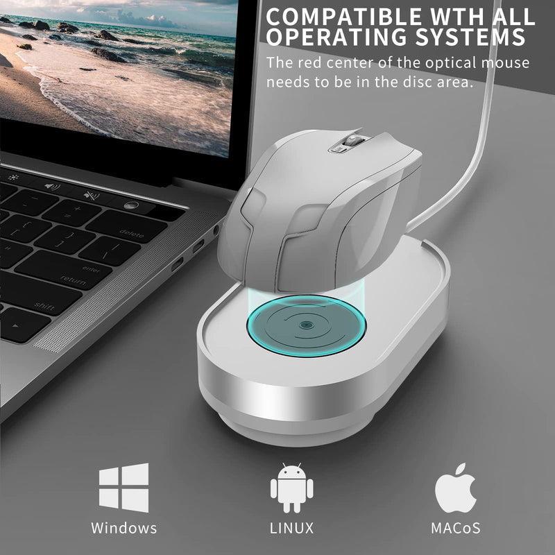 Ergopollo Mouse Jiggler, Undetectable Mouse Mover Device Wiggler Shaker with Drive Free USB Cable and 5V1A Adapter, Moves Mouse Automatically, Keep PC Screen Active, White