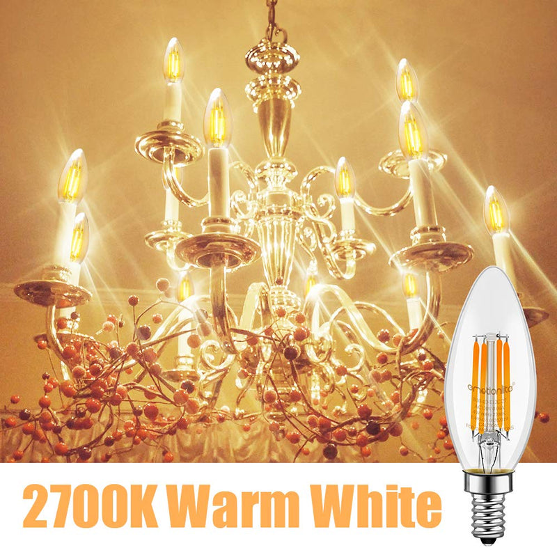 LED Light Bulbs, Emotionlite Dimmable Candelabra Bulbs, E12 Base, Warm White, Chandelier Light, Ceiling Fan Bulb, 40W Equivalent, 4W, 2700K, 350LM, UL Listed, 6 Pack 2700K Warm White E12 Base/ 6Pack