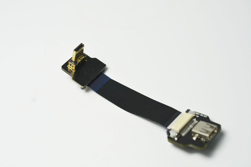 Black FPV Flat HDMI Cable Micro HDMI male 90 degree angled to Micro HDMI female for panasonic lumix GH4 blackmagic BMPCC sony alpha sony A5000 A6000 A7R A7S (5CM) 5CM