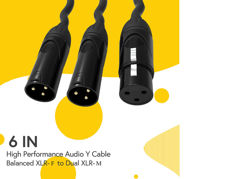 (2 Pack) BRENDAZ XLR Splitter Cable, XLR Female to Dual XLR Male Y Cable, Compatible with Microphone, Audio Mixer, Speaker,