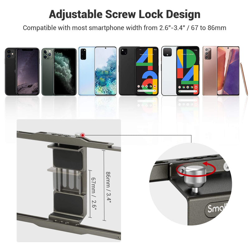 SmallRig Smartphone Video Rig, Filmmaking Vlogging Rig Metal Case Phone Video Stabilizer Aluminium Alloy Grip Tripod with Cold Shoe Mount for Videomaker Videographer - 2791