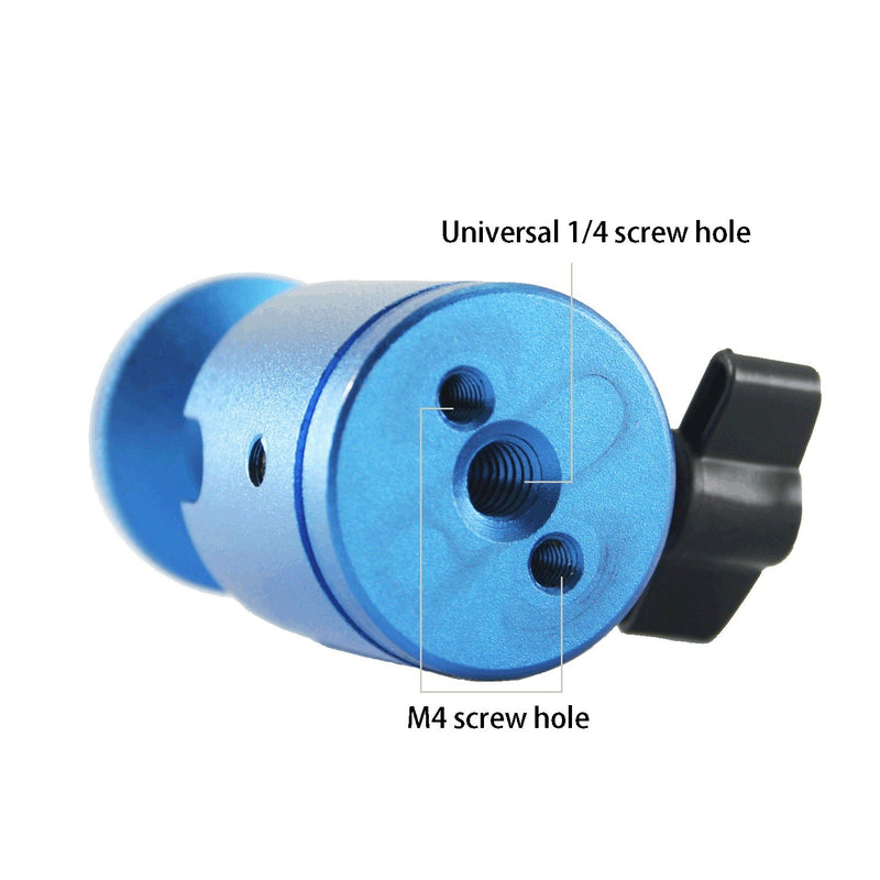EXMAX Mini Ball Head Aluminum Alloy Tripod Ball Head with 1/4" Screw Thread Base Mount 360 Degree Rotatable for Monopods DSLR Cameras HTC Vive Camcorder Light Stand Ring Light Max. Load 4.4lbs (Blue) Blue