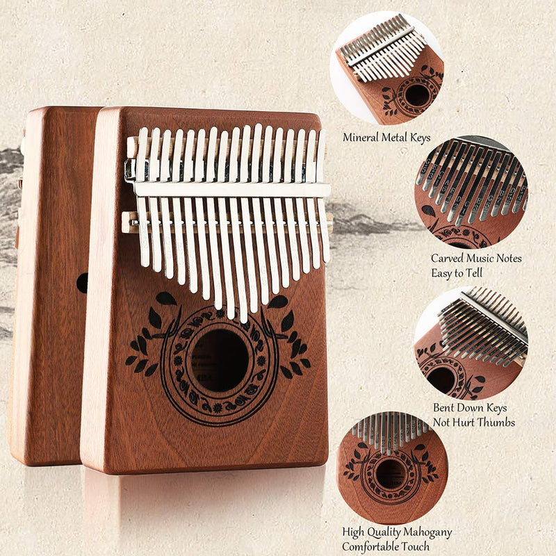 Kalimba Thumb Piano 17 Keys with Study Instruction and Tune Hammer,Portable Mbira Sanza Finger Piano, Gift for Kids Adult Beginners Music instrument lover. (High End 17 Key) High End 17 Key