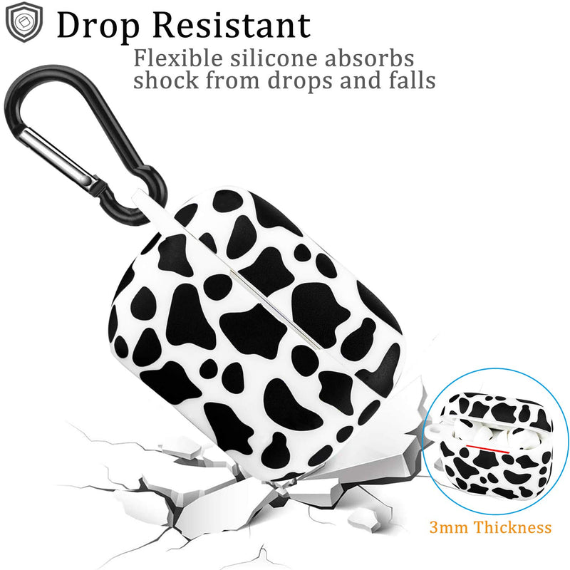 Airpod Pro Case Soft Silicone - LitoDream Case Cover Flexible Skin for Apple AirPods Pro Charging Case Cute Women Girls Protective Skin with Keychain - Cow Cow Print