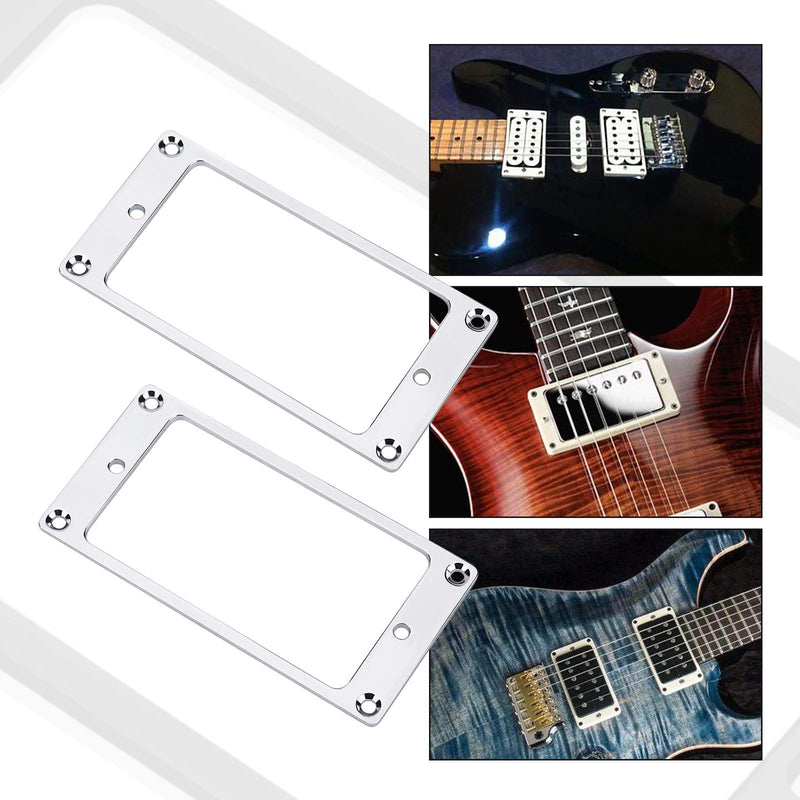 2Pcs Silver Humbucker Pickup Mounting Rings With Screws Fittings 92x45.5x2mm Metal Flat Pickup Cover Frame For Electric Guitar Replacement Parts