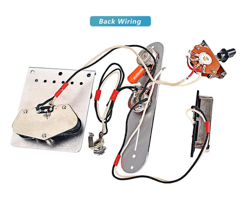Saddle Bridge Plate Loaded Alnico V Pickups, 3-way Switch Control Plate with Tone Volume Knobs, Assembled Orange Drop Capacitor/Potentiometer for Fender Telecaster TL Electric Guitars, Chrome