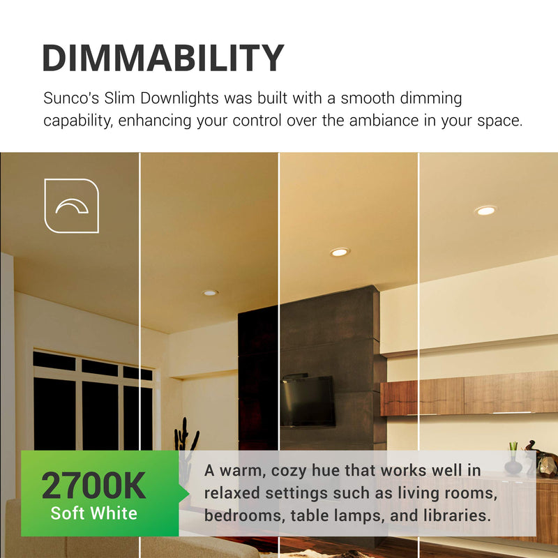 Sunco Lighting 2 Pack 4 Inch Slim LED Downlight with Junction Box, 10W=60W, 650 LM, Dimmable, 2700K Soft White, Recessed Jbox Fixture, Simple Retrofit Installation - ETL & Energy Star