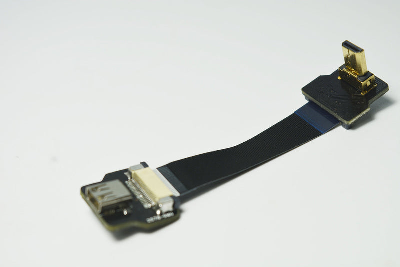 Black FPV Flat HDMI Cable Micro HDMI male 90 degree angled to Micro HDMI female for panasonic lumix GH4 blackmagic BMPCC sony alpha sony A5000 A6000 A7R A7S (5CM) 5CM