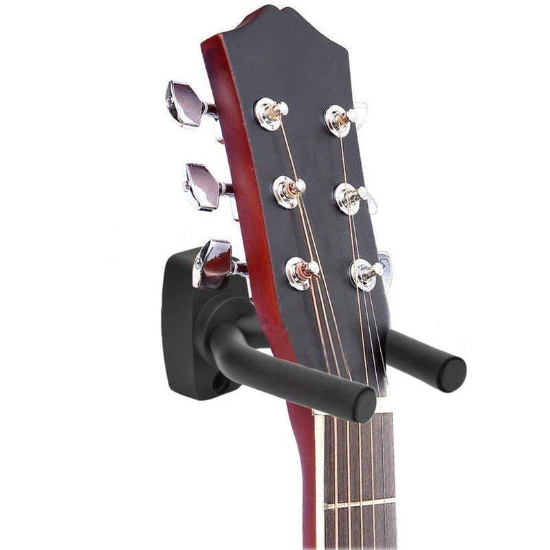 Guitar Wall Mount Hanger 6 Pack, Guitar Hanger Wall Hook Holder Stand Black Display with Screws - Easy To Install - Fits All Size Guitars, Bass, Mandolin, Banjo, Ukulele Black 6 Pack