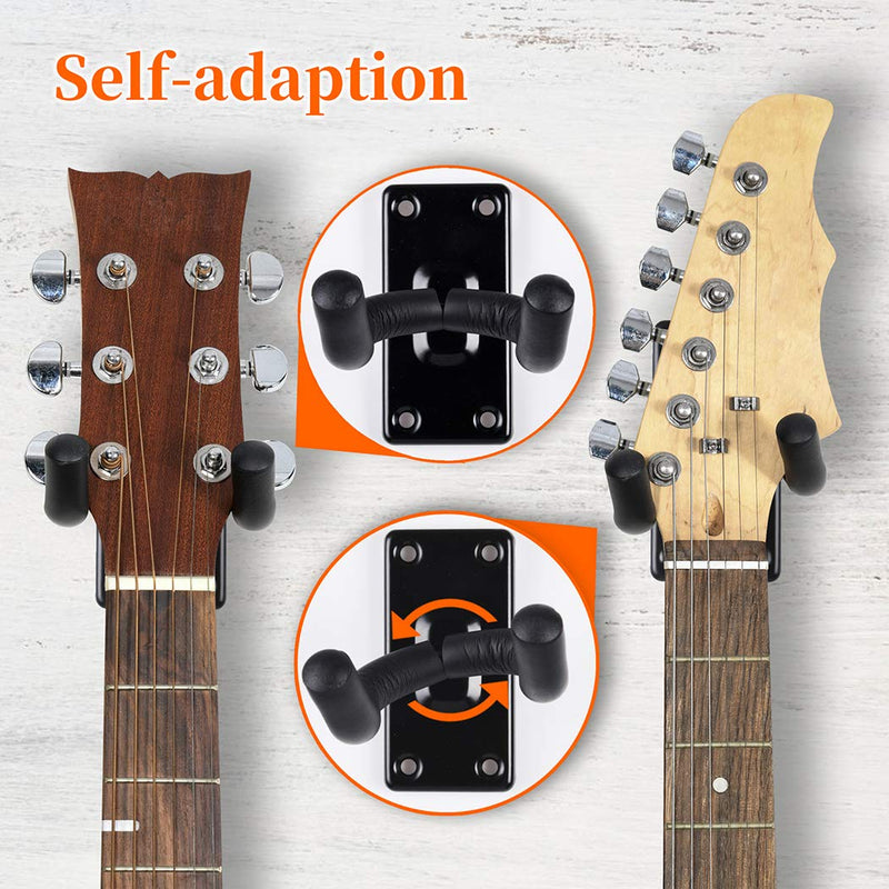 Guitar Wall Hanger Mount 5 Pack Guitar Hangers for Wall Black Guitar Hook Holder for Acoustic Electric Bass Guitar and More