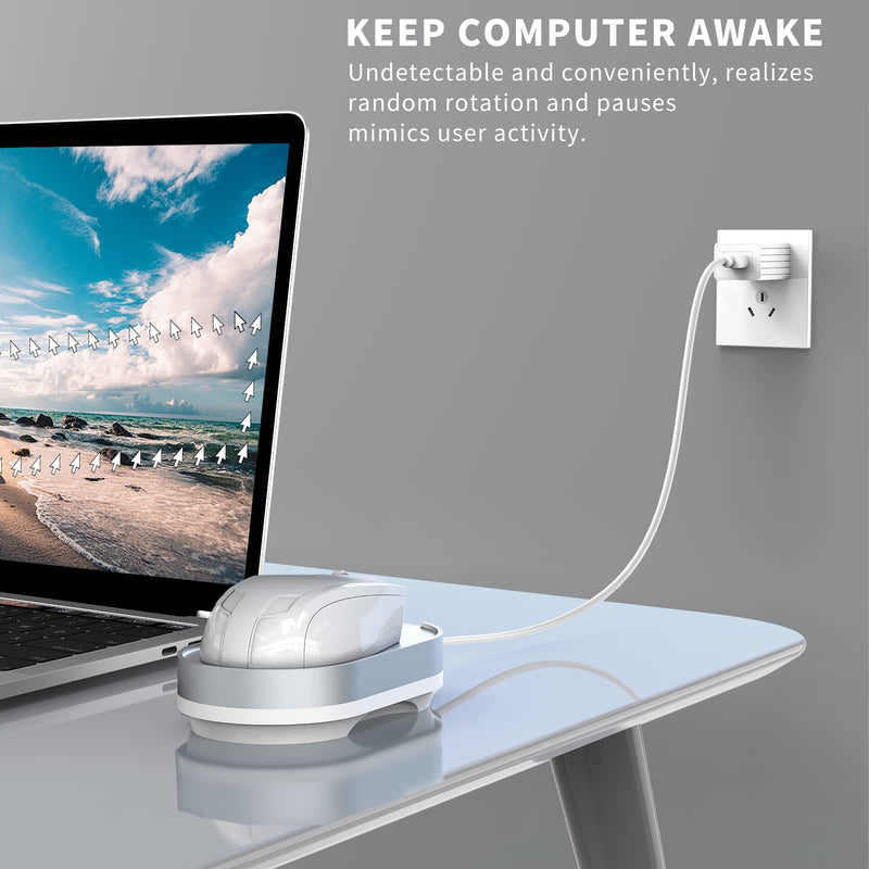 Ergopollo Mouse Jiggler, Undetectable Mouse Mover Device Wiggler Shaker with Drive Free USB Cable and 5V1A Adapter, Moves Mouse Automatically, Keep PC Screen Active, White