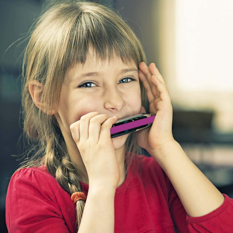 Eastar Major Blues Diatonic Harmonica, 10 Holes C Key Beginner Harmonica for Kids Children Adults Students, with Hard Case and Cloth, Pink