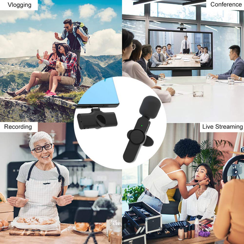 (Plug-Play) Wireless Lapel Lavalier Microphone System for iOS Devices Recording,YouTube Facebook Live Stream,Vlog, Auto-Sync Wireless Mic for iPhone 12 Pro Max /12/11/X/XR/XS(No Need App/Bluetooth)