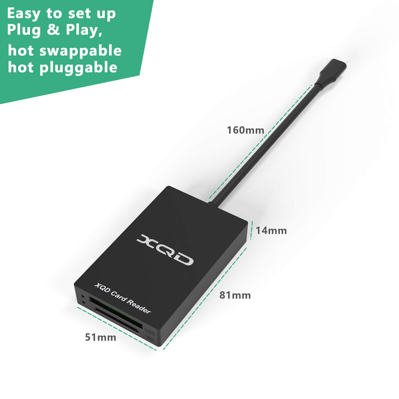 【Upgraded Version】XQD SD Card Reader, USB C 2 in 1 Memory Card Adapter,High Speed 5Gpbs Read & Write for XQD2.0, SD/MMC Card Reader, Sony G/M Series USB Mark XQD Card, Lexar 2933x/1400x USB Mark XQD C