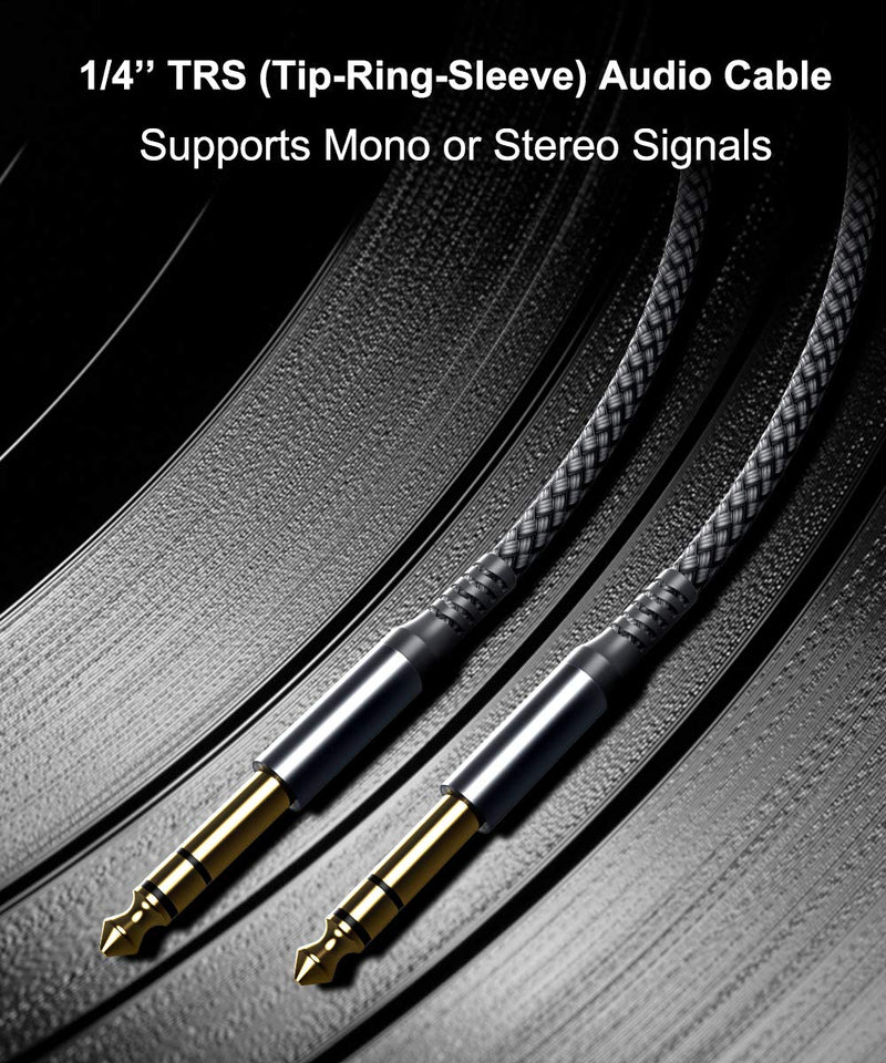 6.35mm TRS Instrument Cable (3M 2-Pack),Straight 1/4 Inch Male Jack Stereo Audio Interconnect Cord,6.35 Balanced Lead Line for Electric Guitar,Bass,Keyboard,Mixer,Amplifier,Amp,Speaker,Equalizer 3 3M Grey