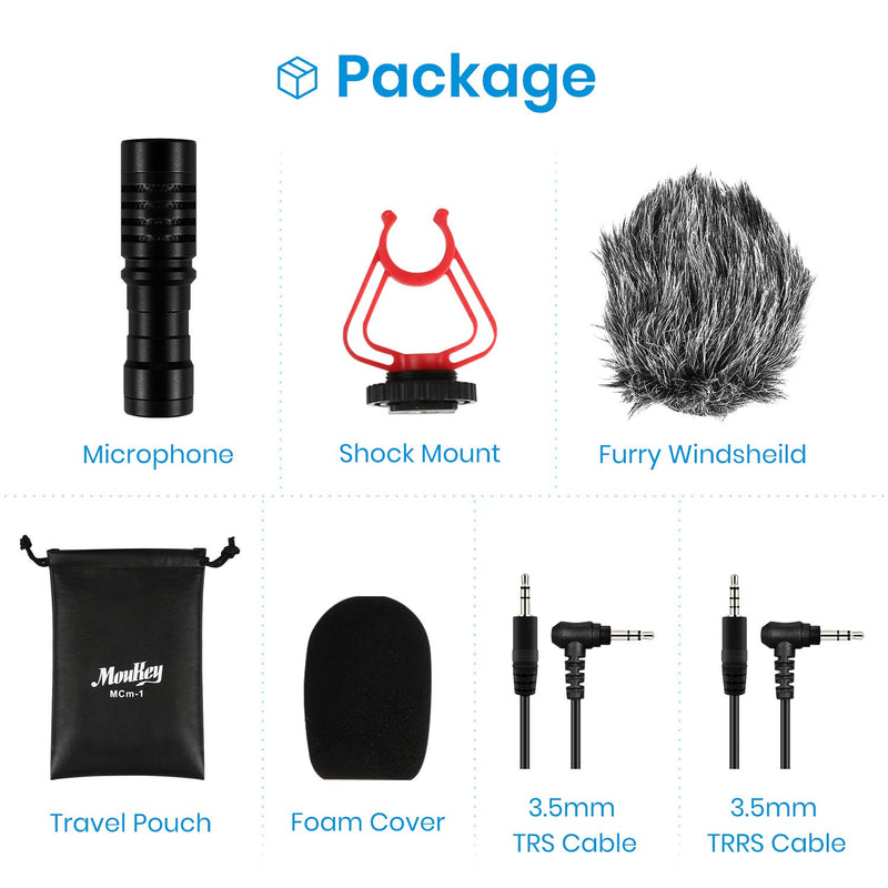 Moukey MCM-1 DSLR Camera Microphone, External Video Mic Shotgun for Phone, Smartphone, Vlogging, Canon/Nikon/Sony Camera